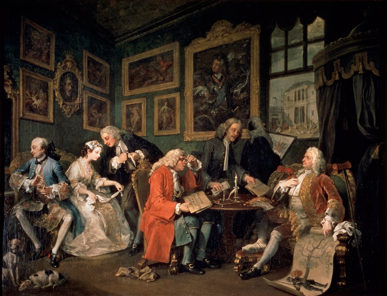 Casamento à la Mode: 1, O contrato de casamento, 1743 de William Hogarth