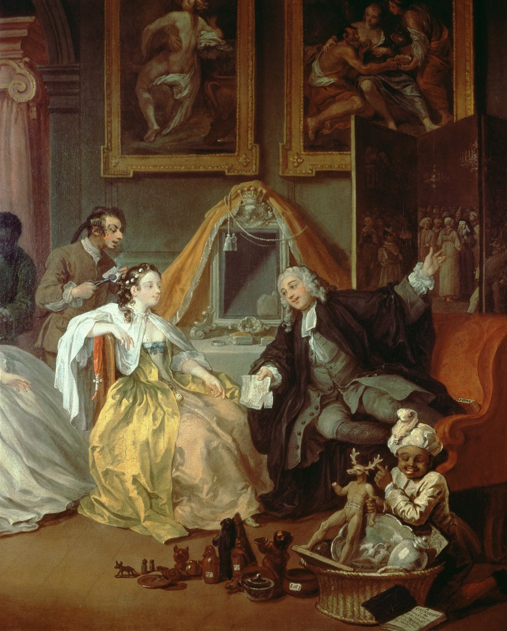 Casamento a la Mode: IV - O Toilette, c.1743 óleo sobre tela detalhe de 182092 de William Hogarth