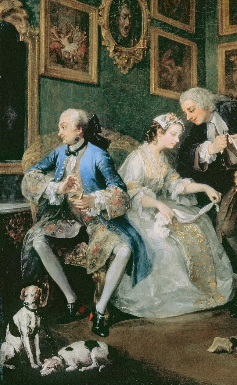 Casamento a la Mode: I - O Casamento, c.1743 óleo sobre tela detalhe de 62692 de William Hogarth