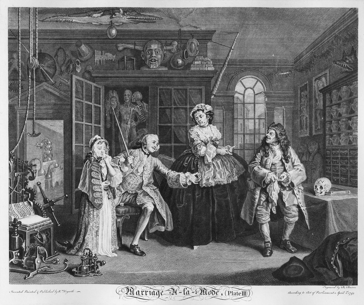 Casamento à la Mode, Plate III, The Inspection, 1745 de William Hogarth