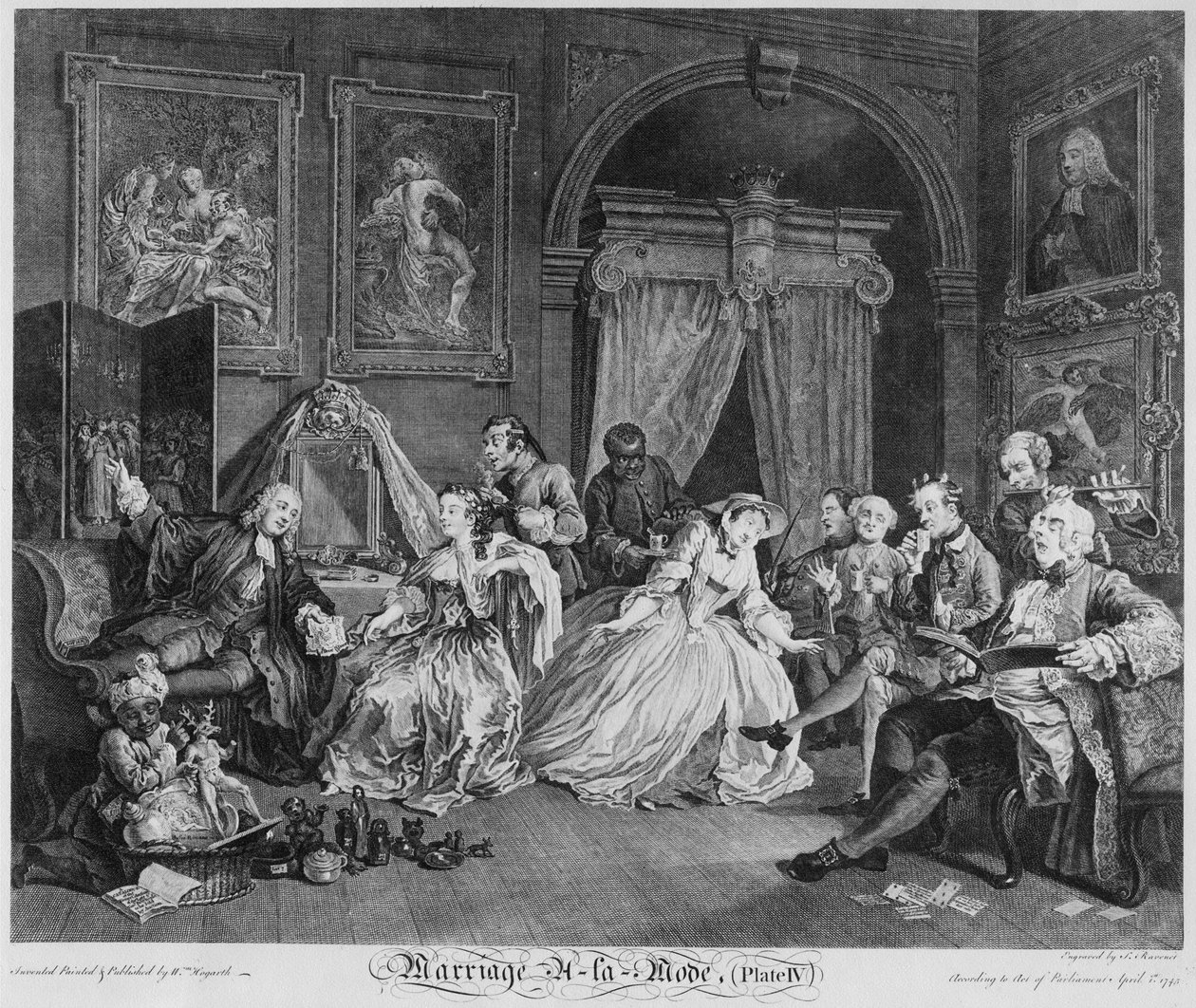 Casamento à la Mode, Plate IV, The Toilette, 1745 de William Hogarth