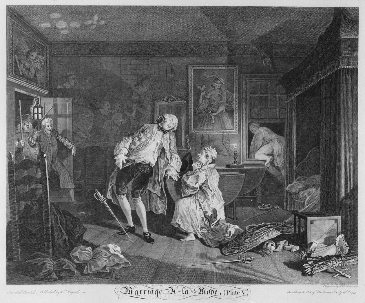 Casamento à la Mode, Plate V, The Bagnio, 1745 de William Hogarth