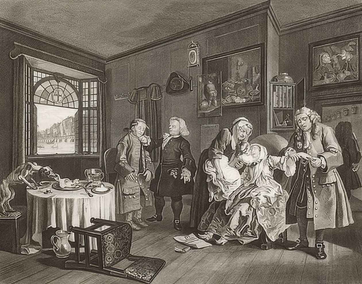 Casamento à moda. Folha 6: A morte da senhora - o suicídio da condessa. 1745 de William Hogarth
