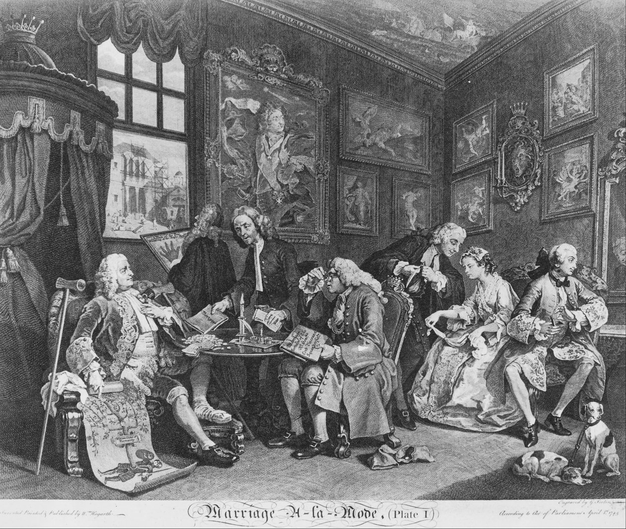 Casamento à la Mode, Placa 1, (O Contrato de Casamento) de William Hogarth