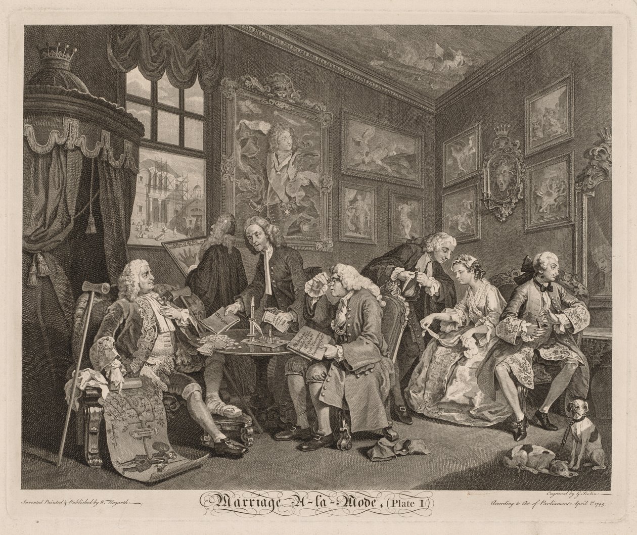 Casamento na moda: O contrato, 1745. de William Hogarth