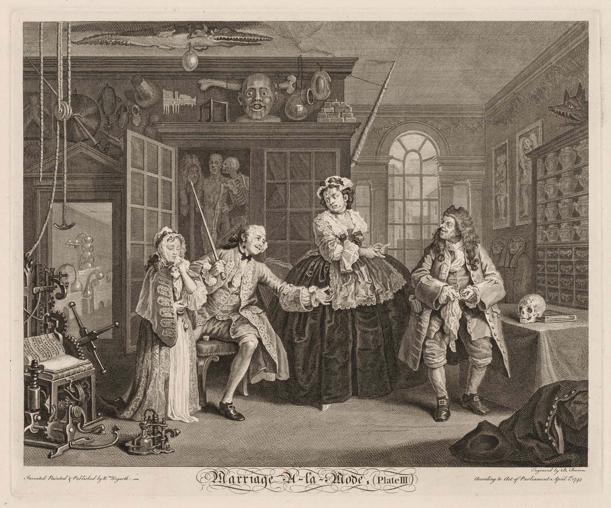 Casamento à la Mode: A cena com o charlatão de William Hogarth
