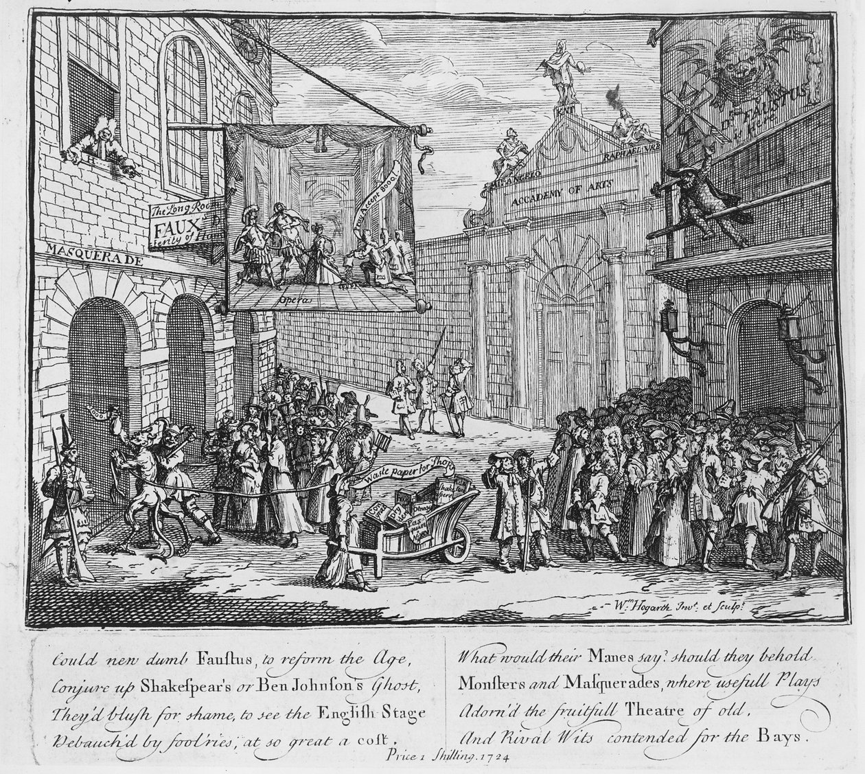 Máscaras e Óperas, Portão de Burlington, 1724 de William Hogarth