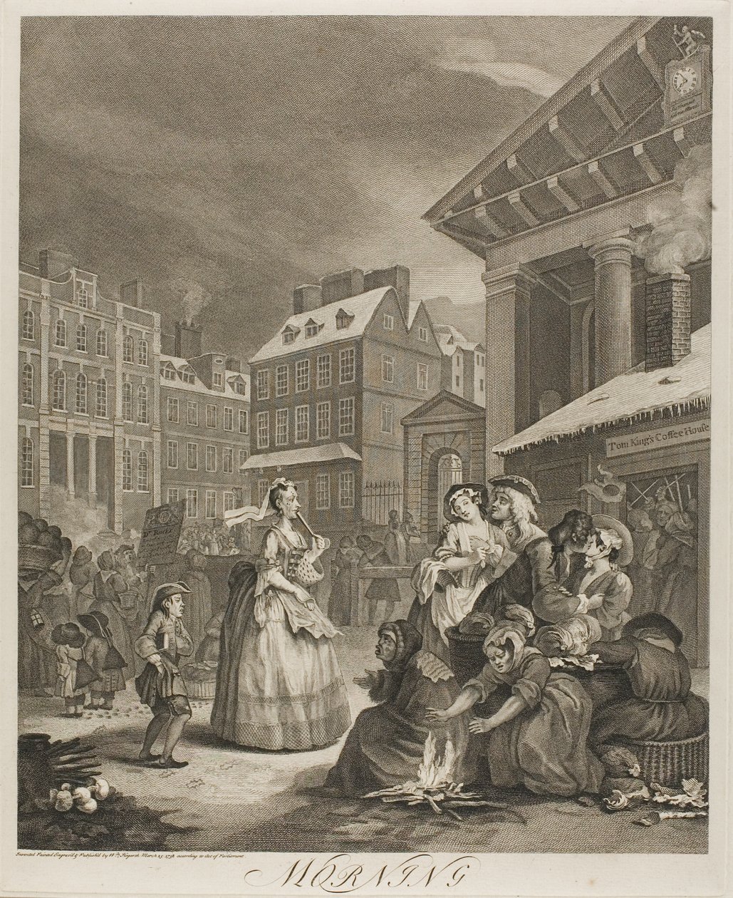 Manhã, prato um de The Four Times of the Day de William Hogarth