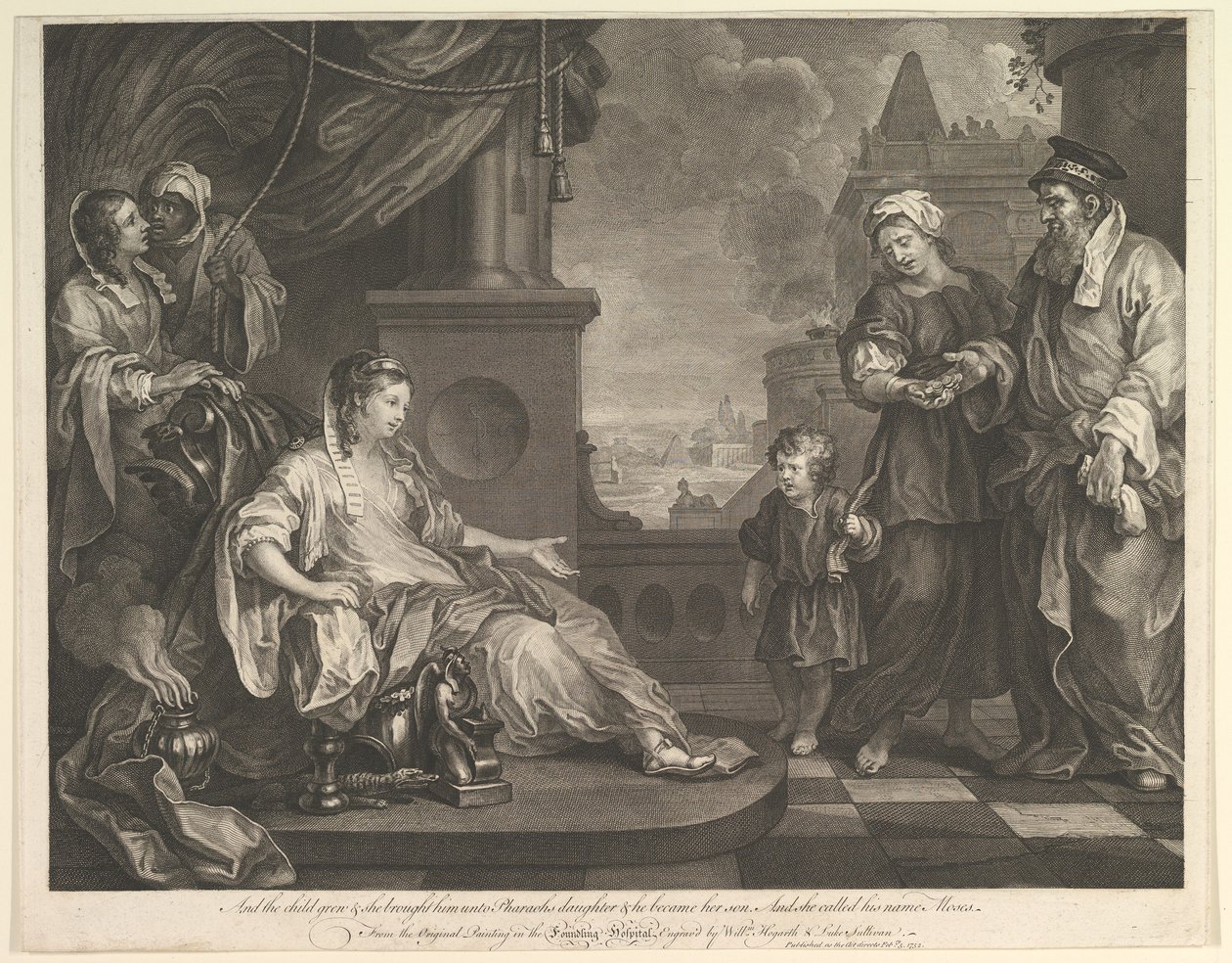 Moisés Trazido à Filha do Faraó, 5 de fevereiro de 1752. de William Hogarth