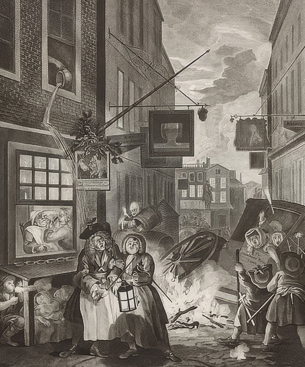 Noite. De: As quatro épocas do dia. 1738 de William Hogarth