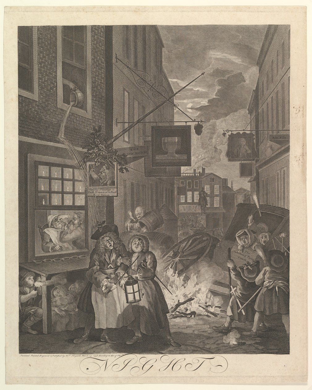 Noite As quatro horas do dia, 25 de março de 1738. de William Hogarth
