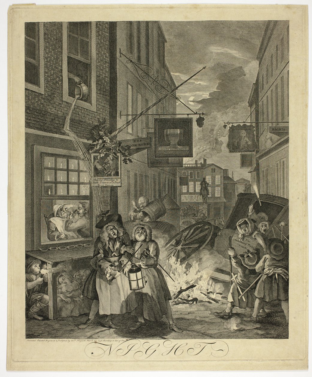 Noite, prato quatro de The Four Times of Day de William Hogarth