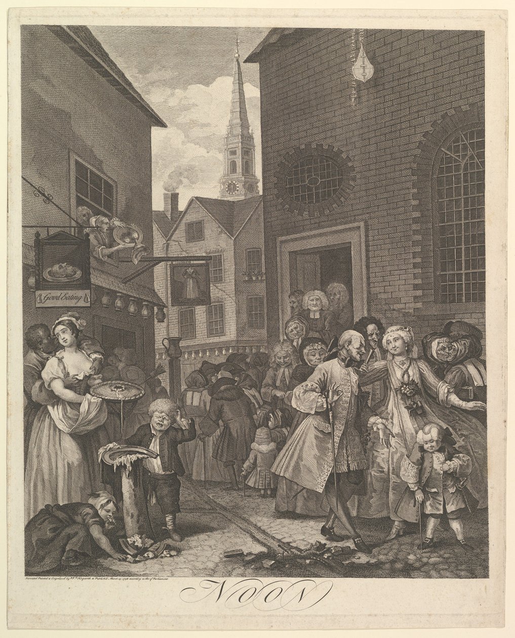 Meio-dia As quatro horas do dia, 25 de março de 1738. de William Hogarth