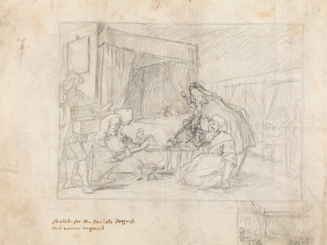 Cena de Operação num Hospital com Esboços Subsidiários na Margem inferior direita de William Hogarth