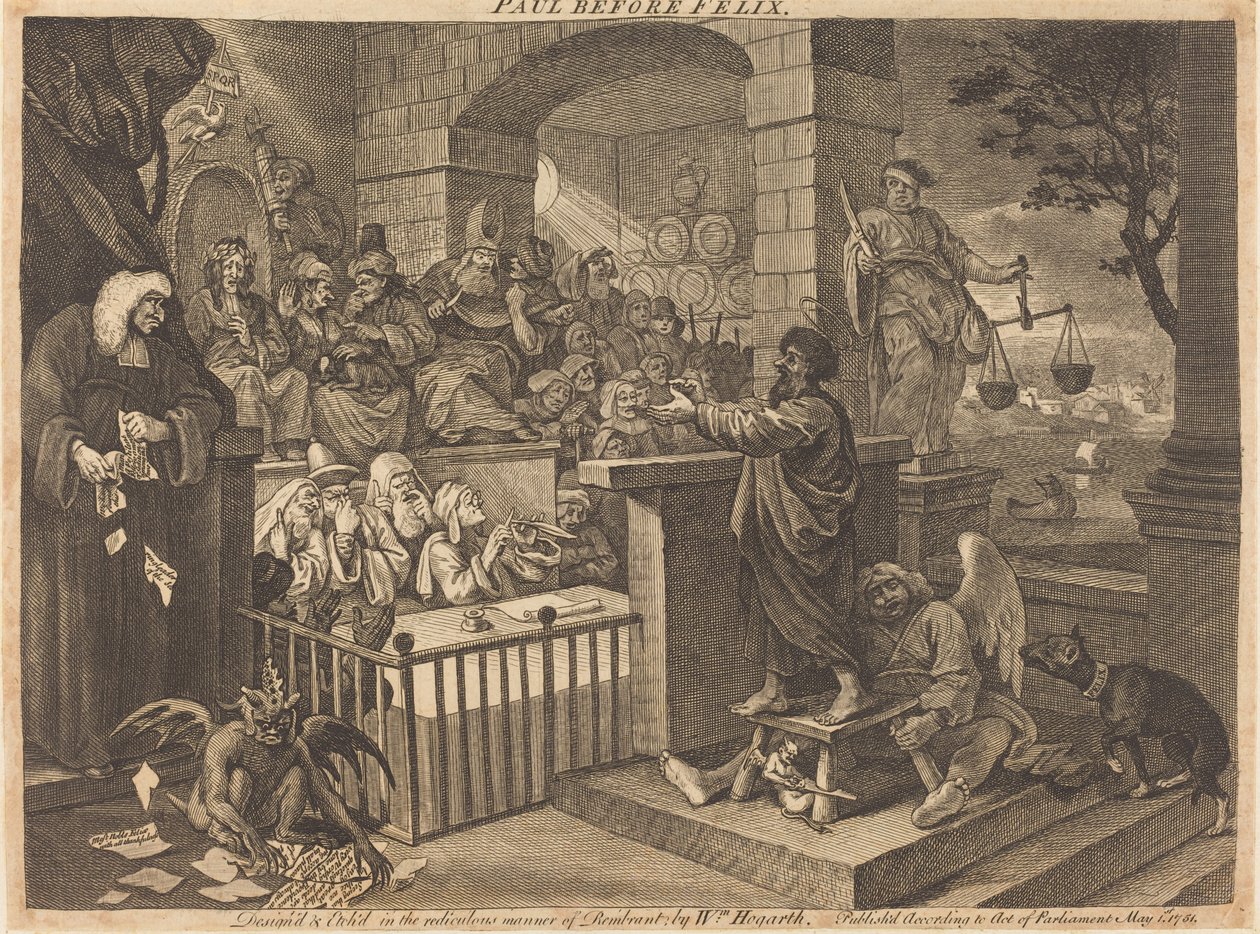 Paul antes de Felix Burlesqued de William Hogarth
