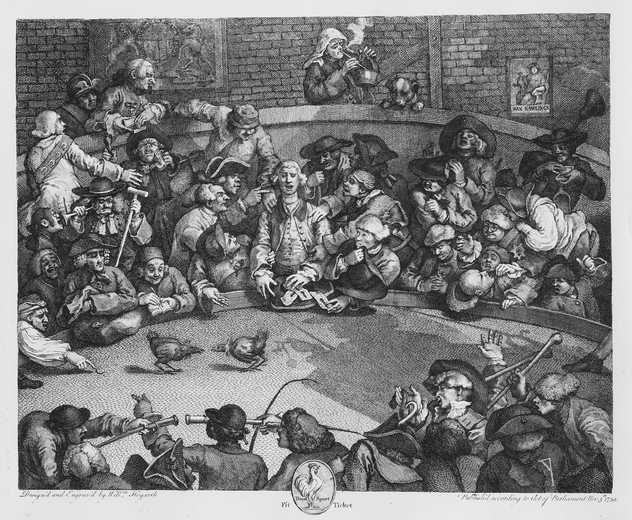 Pit Ticket,5 de Novembro de 1759 (gravação) (foto a p/b) de William Hogarth