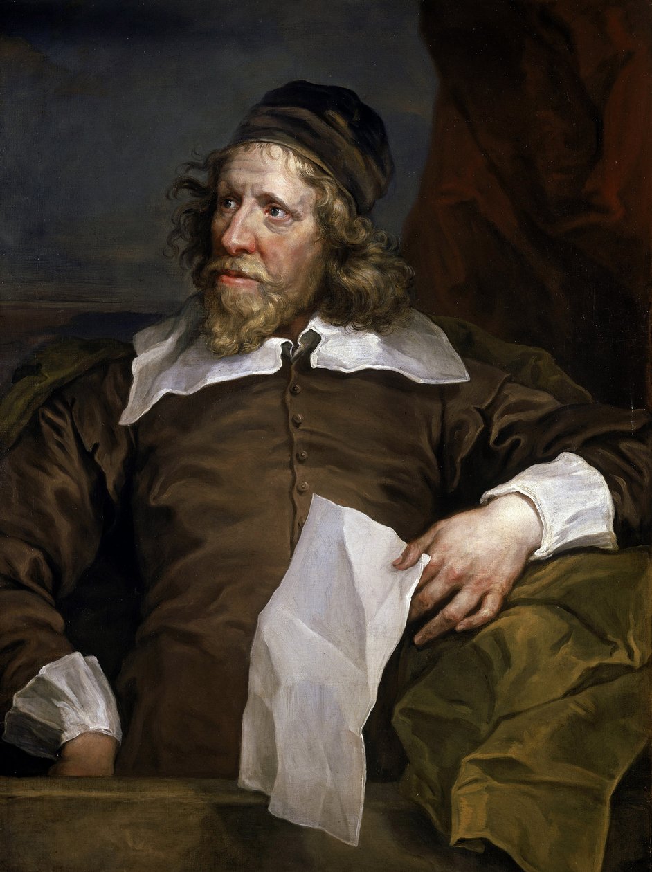 Retrato de Inigo Jones (1573-1652), cenógrafo e arquiteto, que introduziu a arquitetura renascentista na corte real britânica, após estadias em França e Itália de William Hogarth