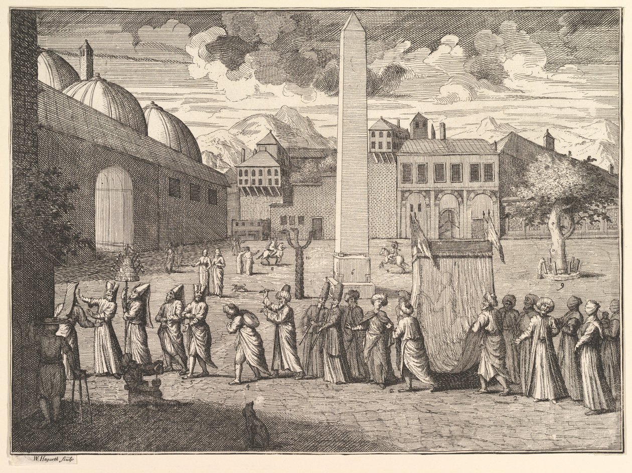 Procissão através do hipódromo, Constantinopla Aubry de La Mottrayes Travels thro ..., 1723-24. de William Hogarth