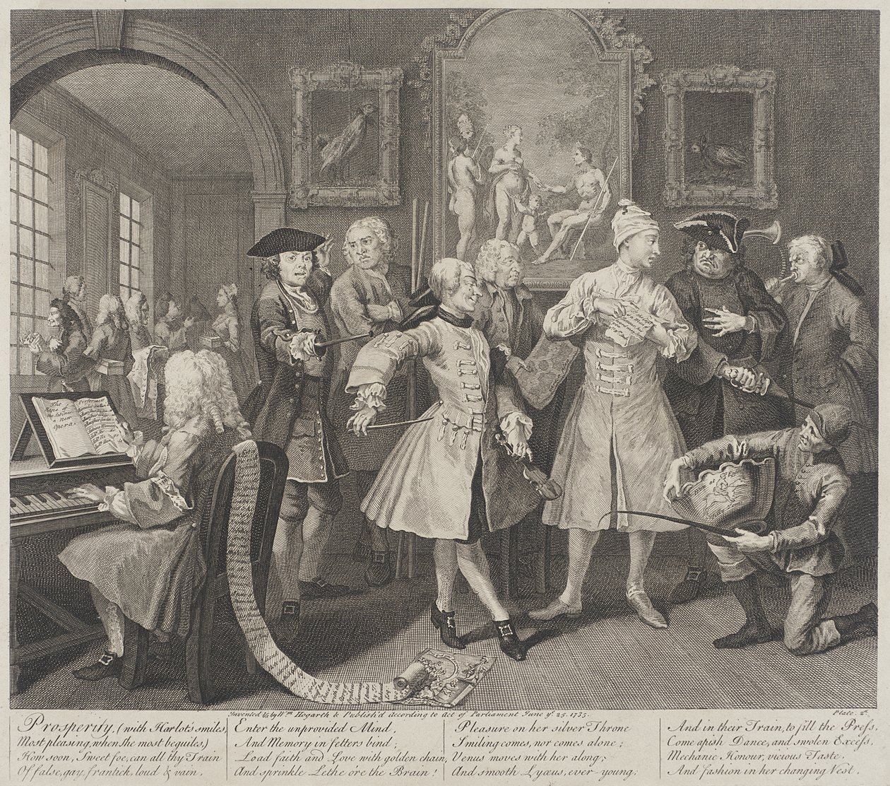 Prosperidade, com os sorrisos da prostituta de William Hogarth