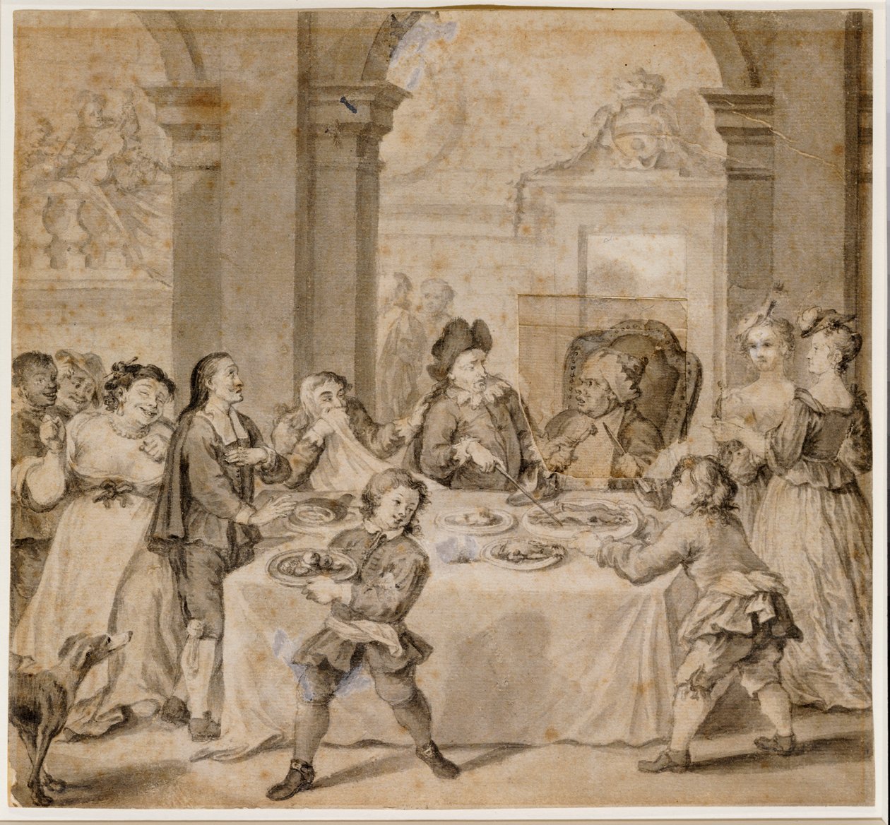 Sancho na festa magnífica, de "Don Quixote", de Miguel de Cervantes de William Hogarth