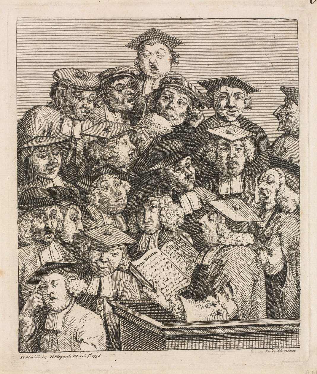 Acadêmicos em uma palestra de William Hogarth
