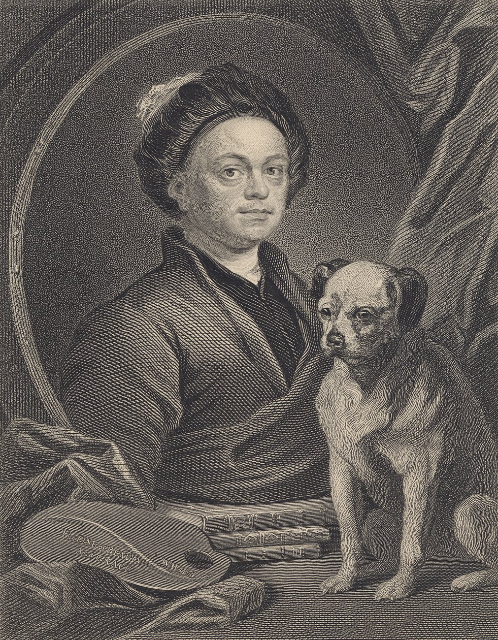 Auto-retrato, gravado por J. Mollison de William Hogarth