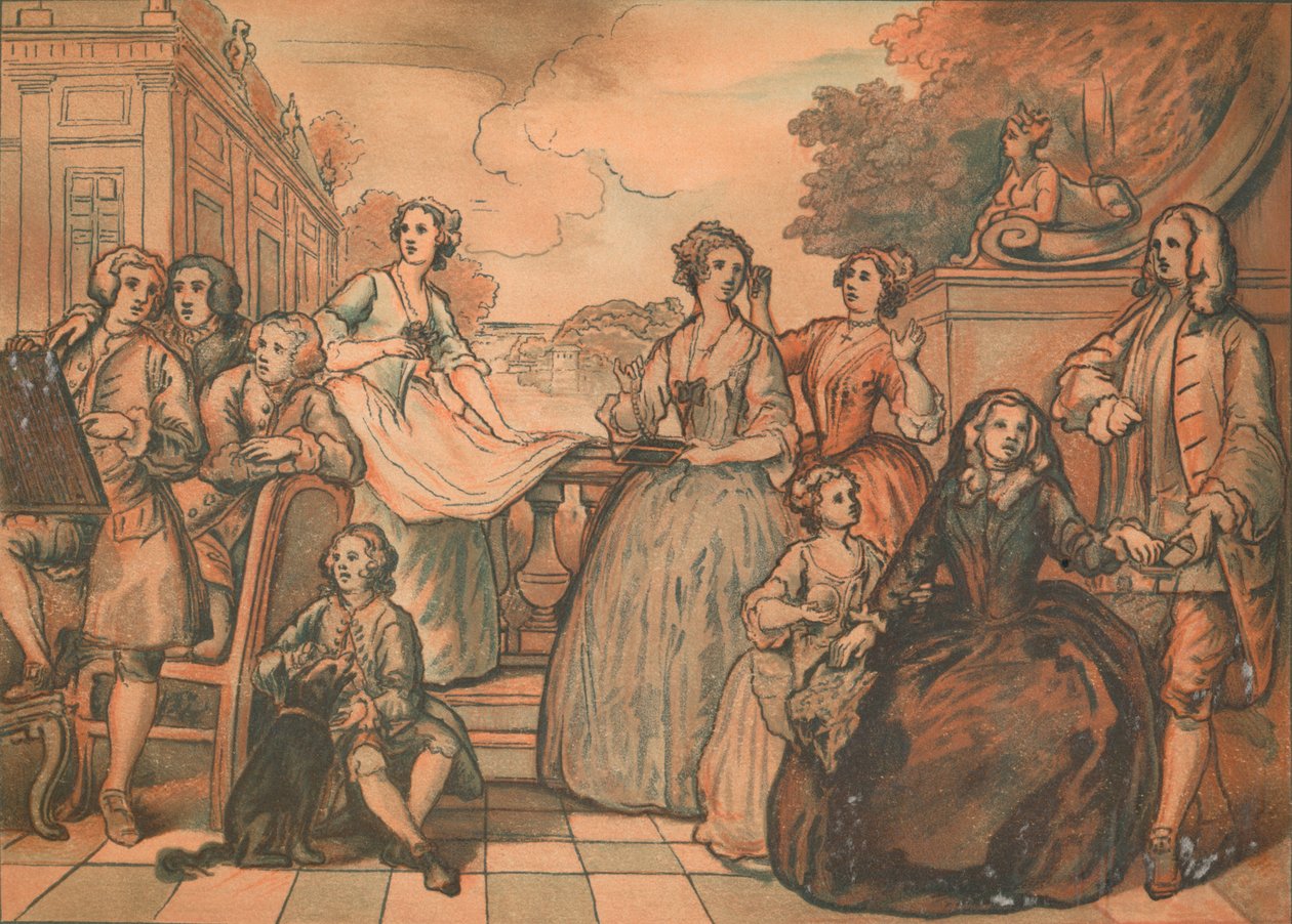 Esboço para a peça de conversa sobre a família Jones, 1730 de William Hogarth