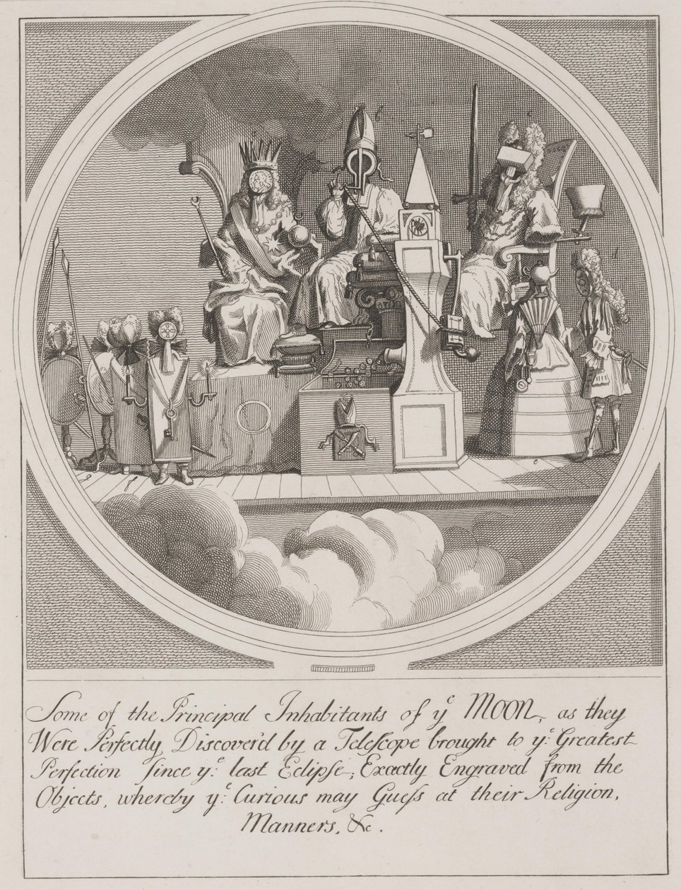 Alguns dos principais habitantes da Lua: Realeza, Episcopado e Lei de William Hogarth
