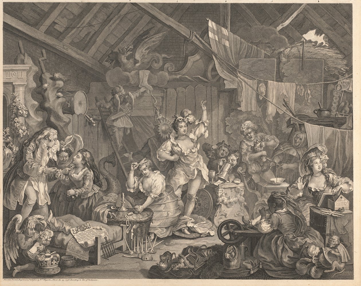 Atrizes de passeio Vestir-se num celeiro de William Hogarth
