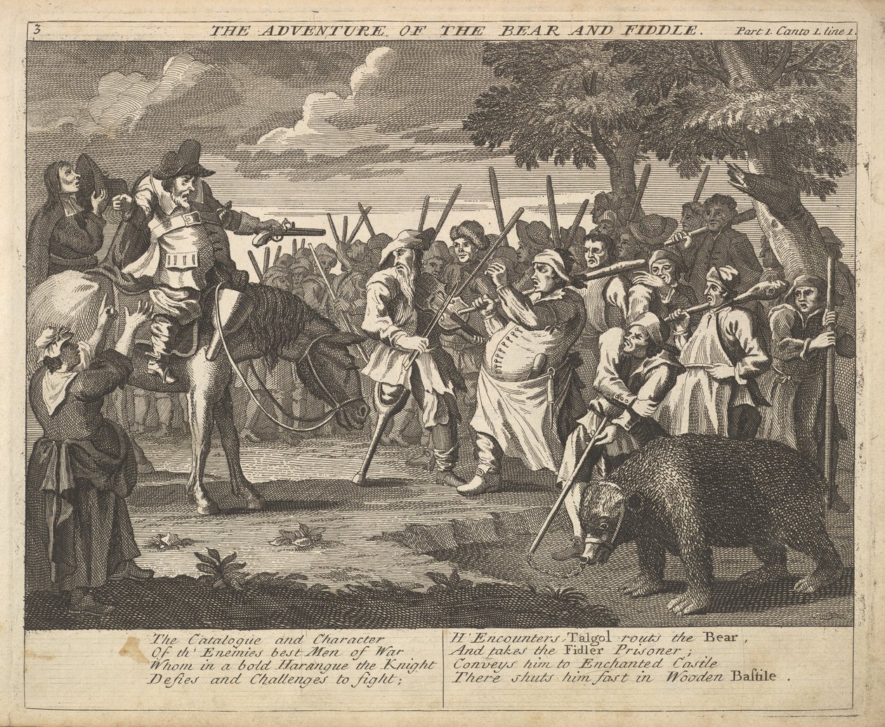 A Aventura do Urso e da Placa Violino 3: Ilustrações para Samuel Butlers ..., 1725-30. de William Hogarth