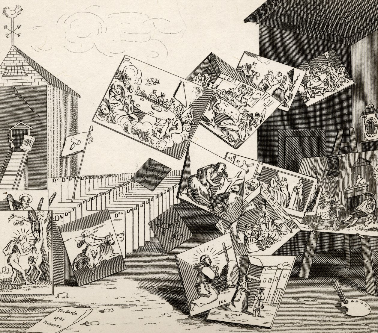 A Batalha das Imagens, de "The Works of Hogarth", publicada em 1833 de William Hogarth