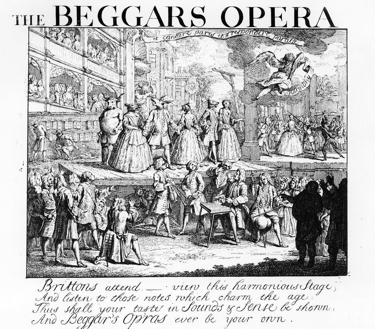A ópera do mendigo Burlesqued, 1728 de William Hogarth
