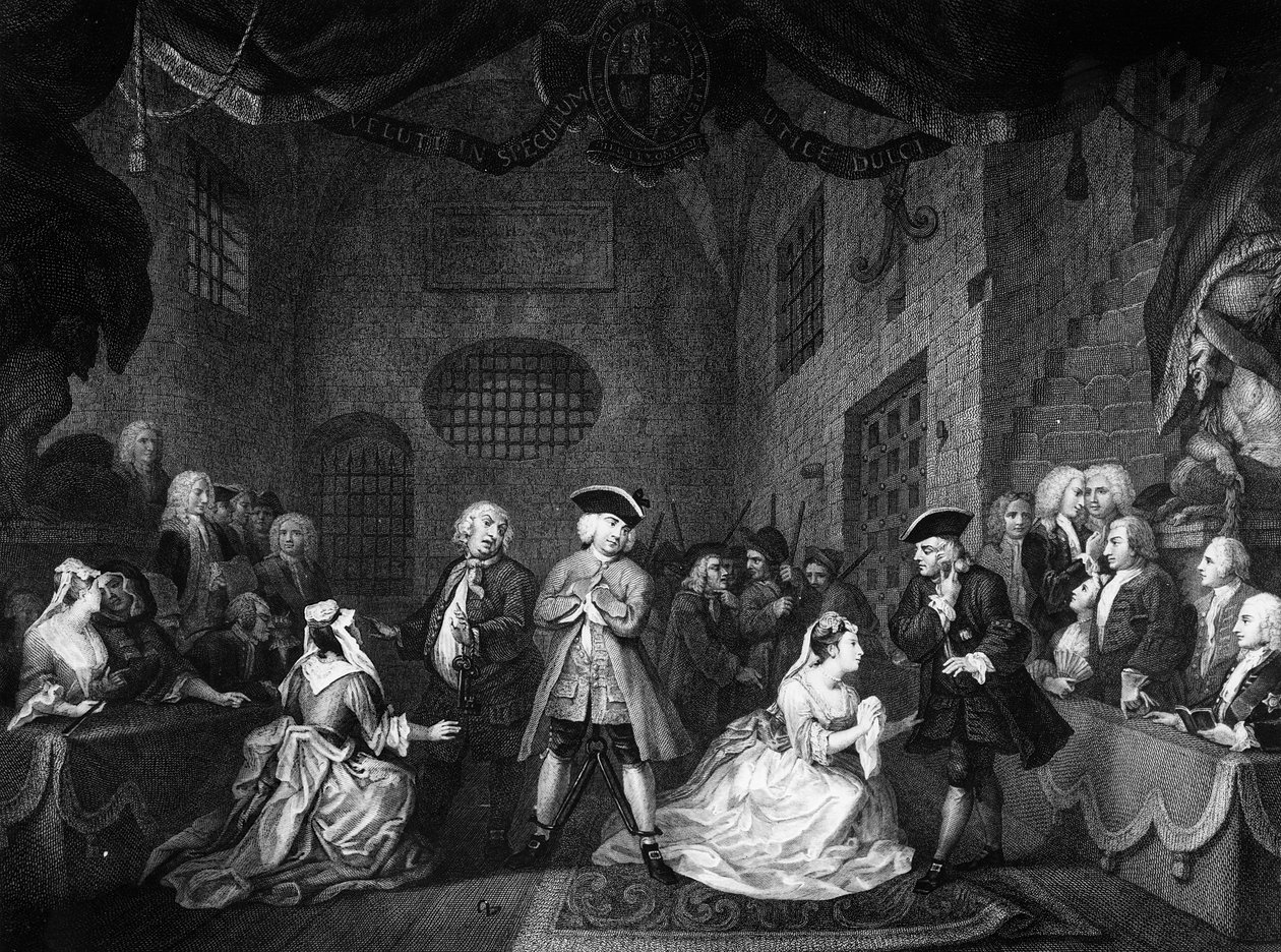 A Ópera do Mendigo, Cena III, Ato XI, c.1728 de William Hogarth