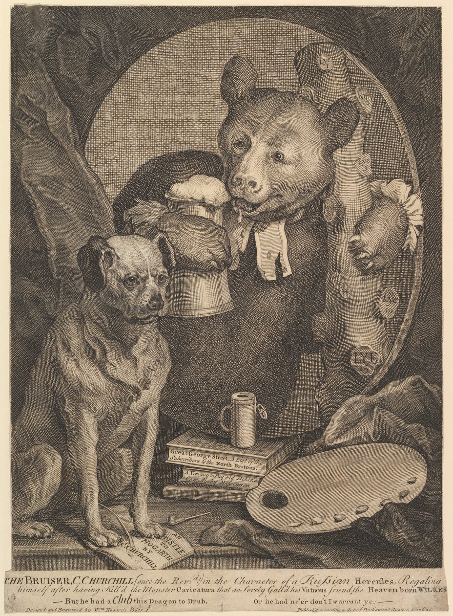 A Caricatura de Bruiser de Charles Churchill, 1º de agosto de 1762. de William Hogarth
