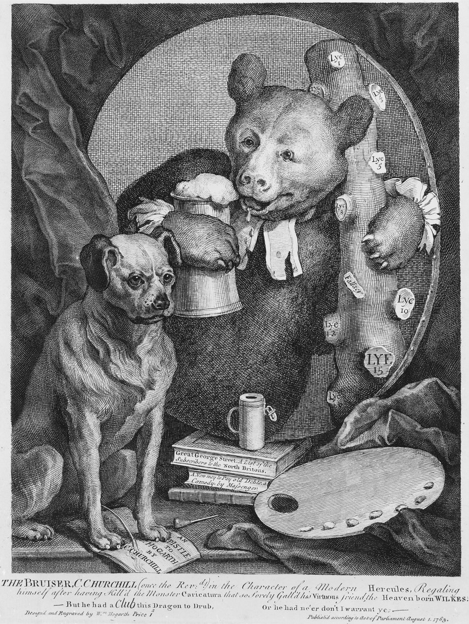 O Bruiser Charles Churchill, outrora o Reverendo, no Caráter de um Hércules Russo, 1763 de William Hogarth