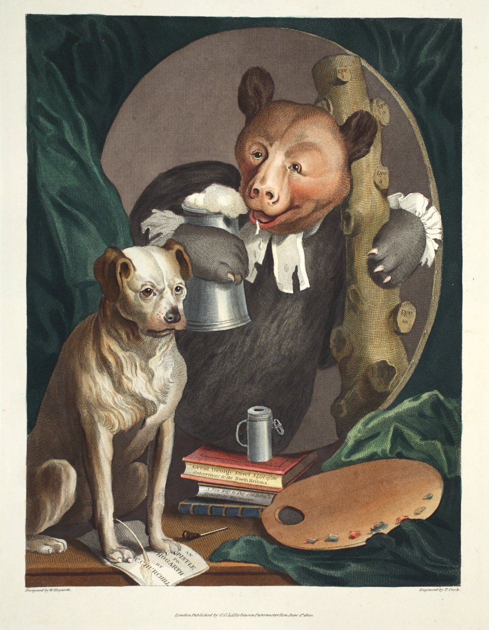 O Bruiser Charles Churchill, outrora o Reverendo, no Caráter de um Hércules Russo, ilustração de &39;Hogarth Restaurado: As Obras Completas do célebre William Hogarth, reescrito por Thomas de William Hogarth