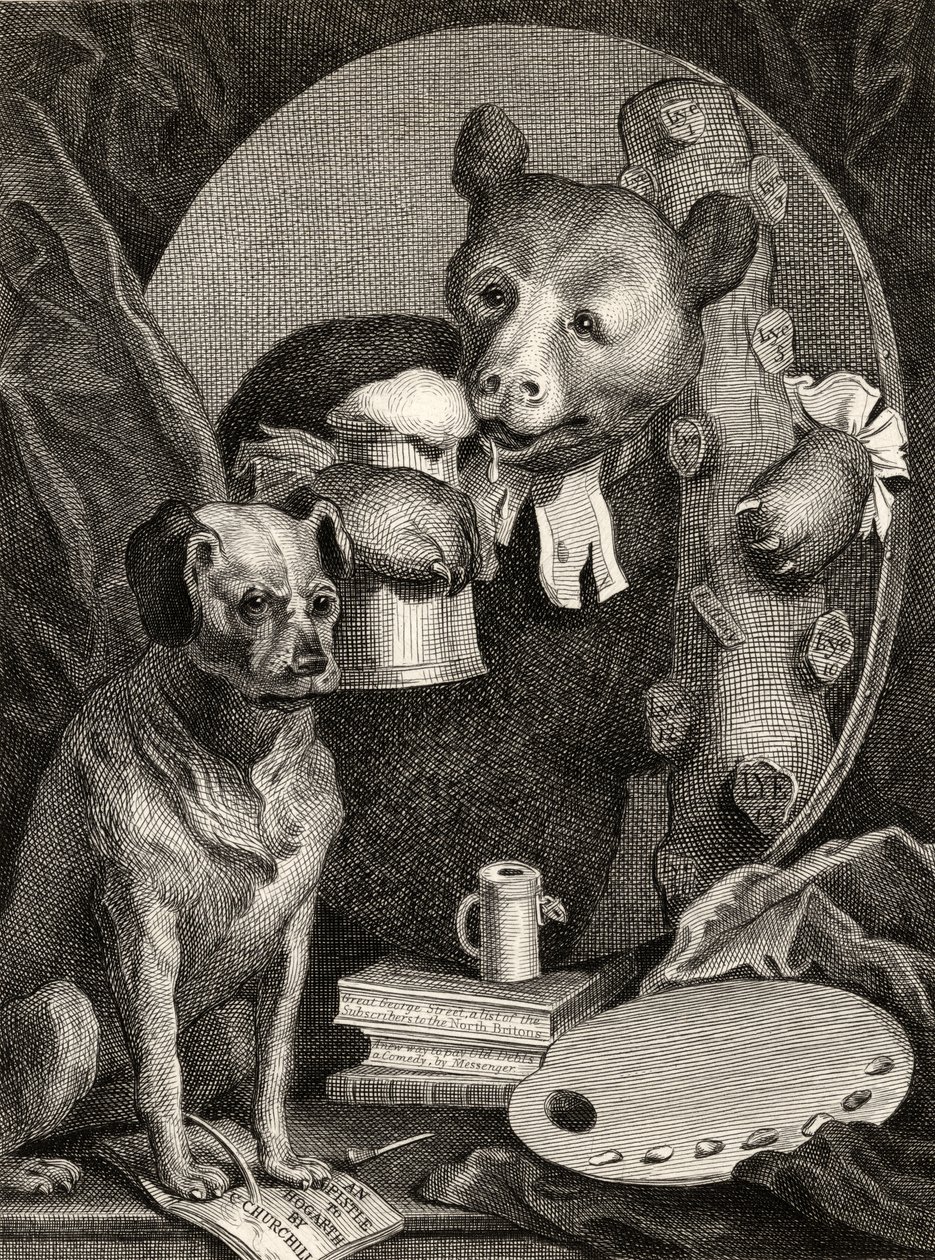 O Bruiser Charles Churchill, outrora o Reverendo, no Caráter de um Hércules Russo, gravado por J. Mills, de "The Works of William Hogarth", publicado em 1833 de William Hogarth