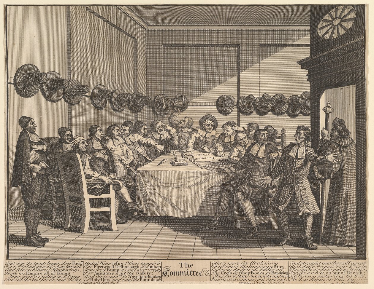O Comitê Doze Grandes Ilustrações para Samuel Butlers Hudibras, Placa 10, 1725-68. de William Hogarth