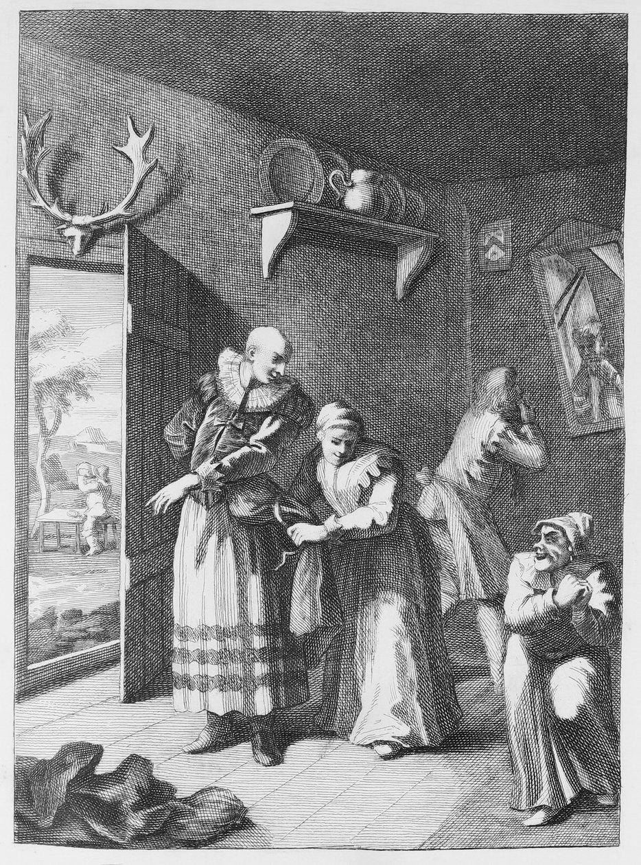 The Curate & Barber se masturbando para transmitir Don Luixote para casa de William Hogarth