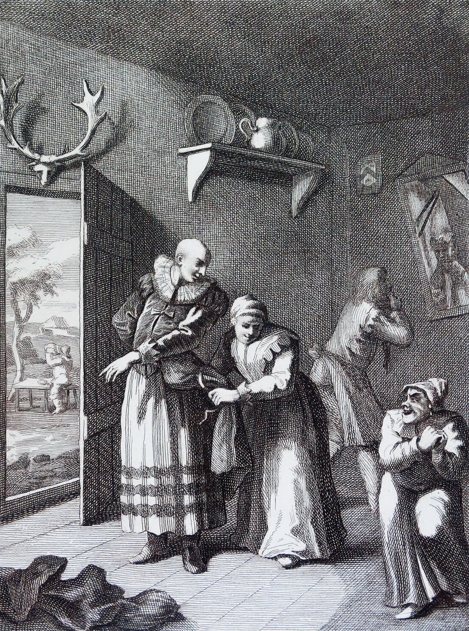 O Cura e o Barbeiro Disfarçando-se para levar Dom Quixote para casa. por William Hogarth de William Hogarth