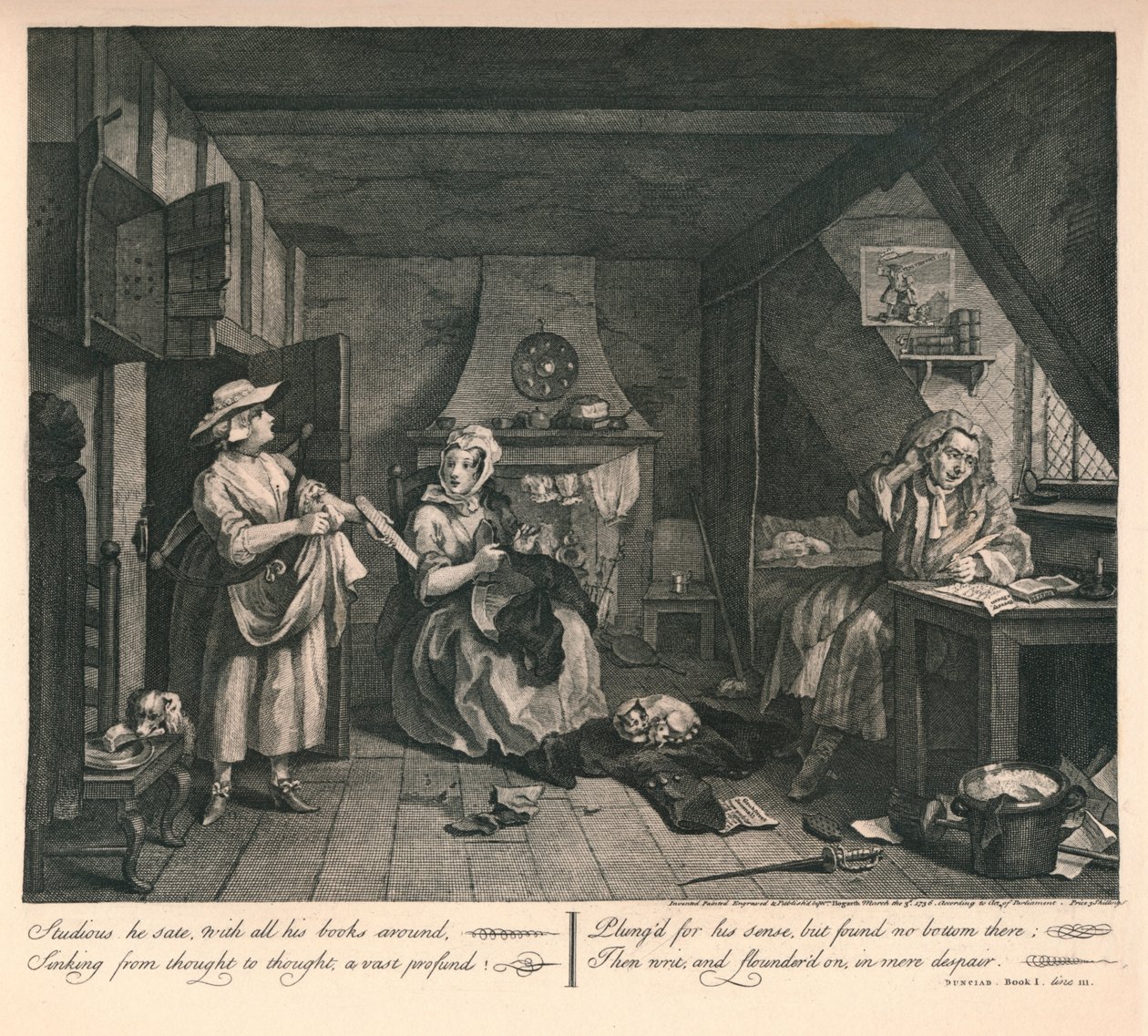 O poeta da distração, 1740. de William Hogarth