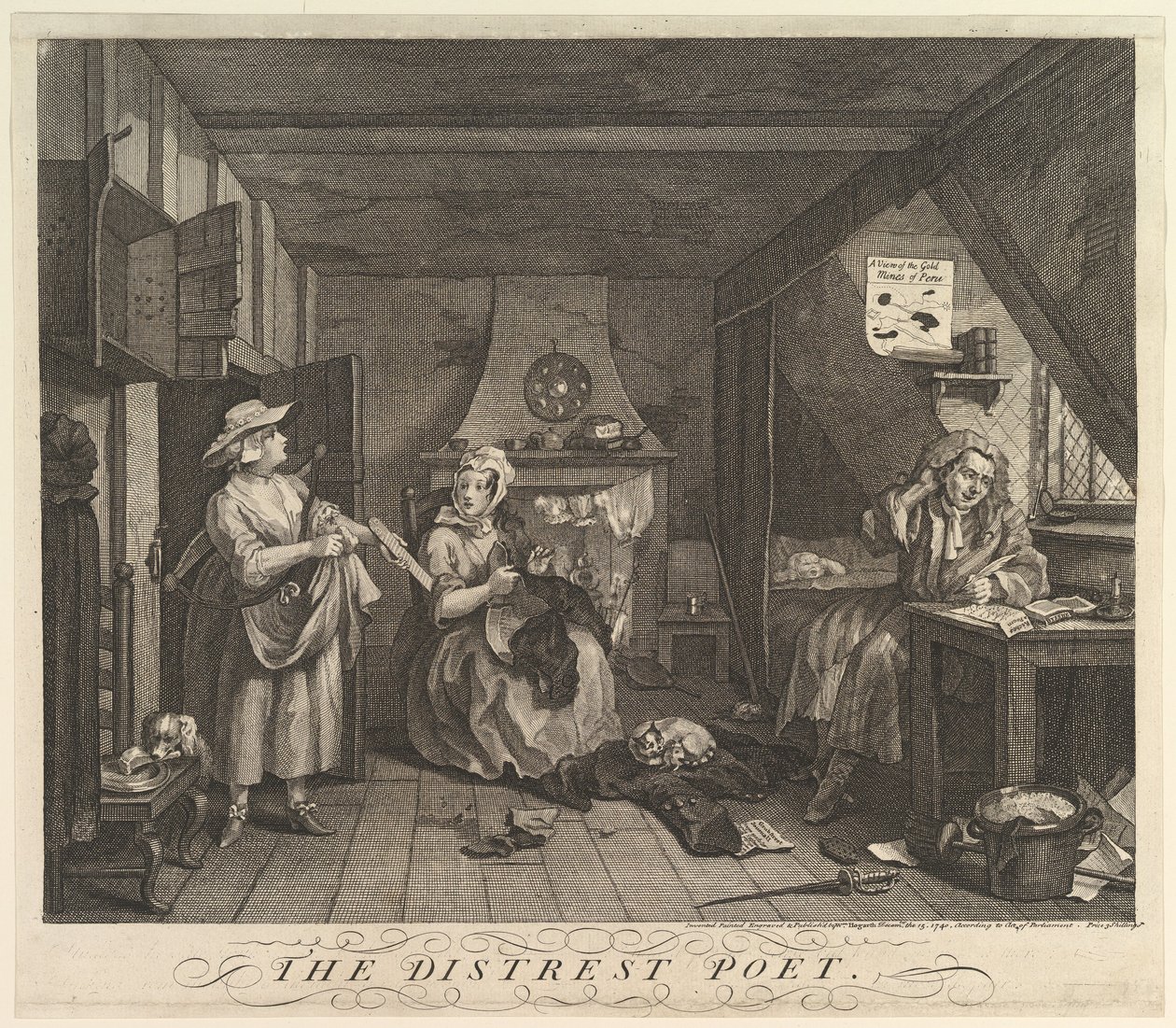 The Distrest Poet, 15 de dezembro de 1740. de William Hogarth
