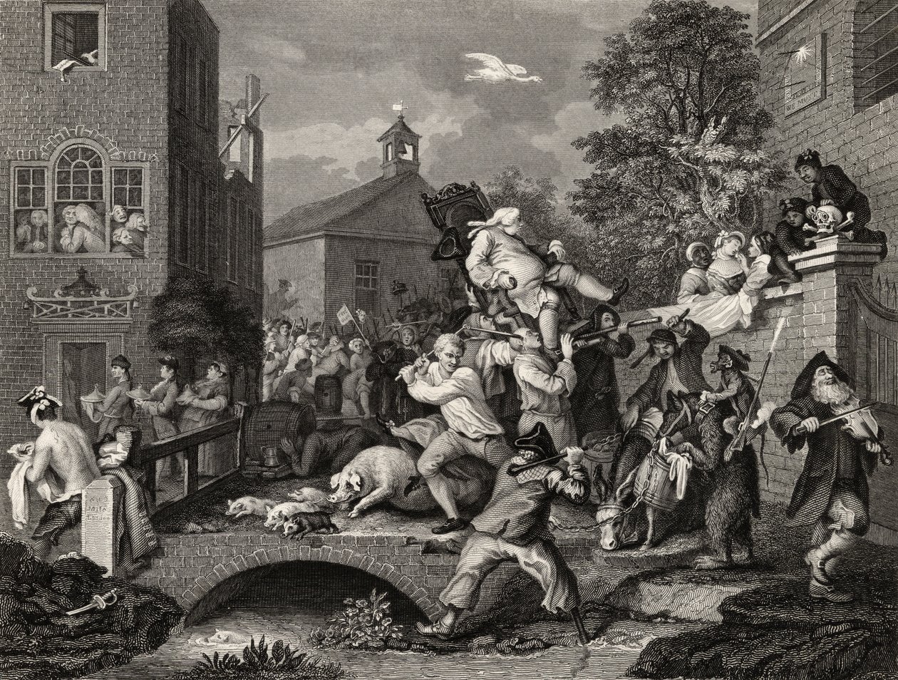 A Eleição, Presidindo o Membro, de &39;The Works of William Hogarth&39;, publicado em 1833 de William Hogarth