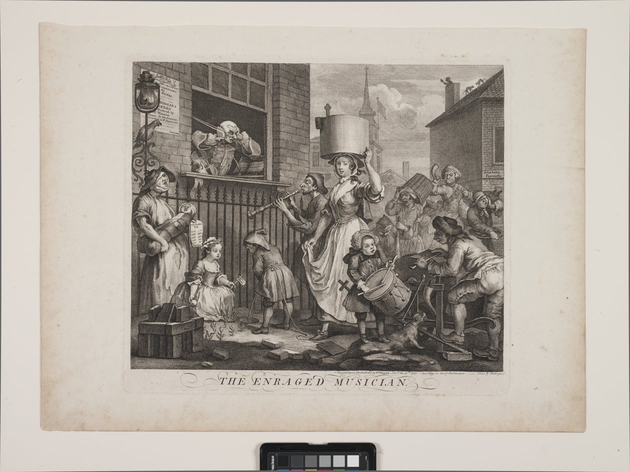 O músico enfurecido (gravura e gravura) de William Hogarth