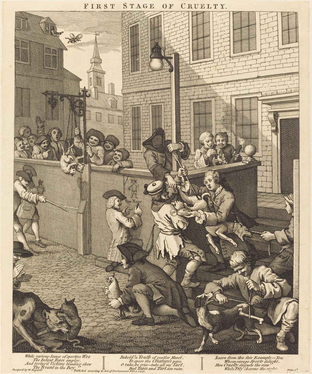 O primeiro estágio da crueldade de William Hogarth
