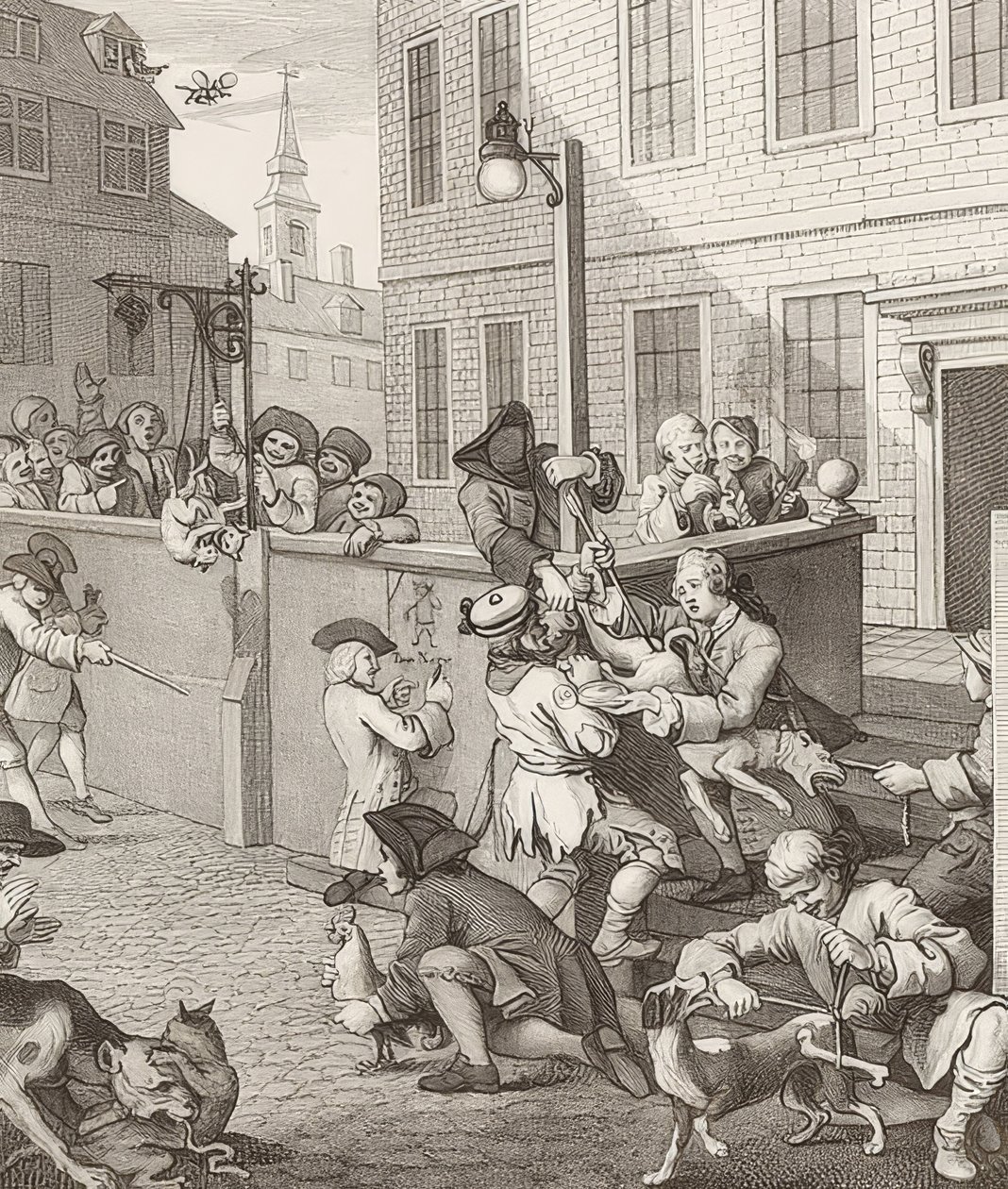 A primeira etapa da crueldade. De: Os quatro estágios da crueldade - Os quatro estágios da crueldade. 1751 de William Hogarth