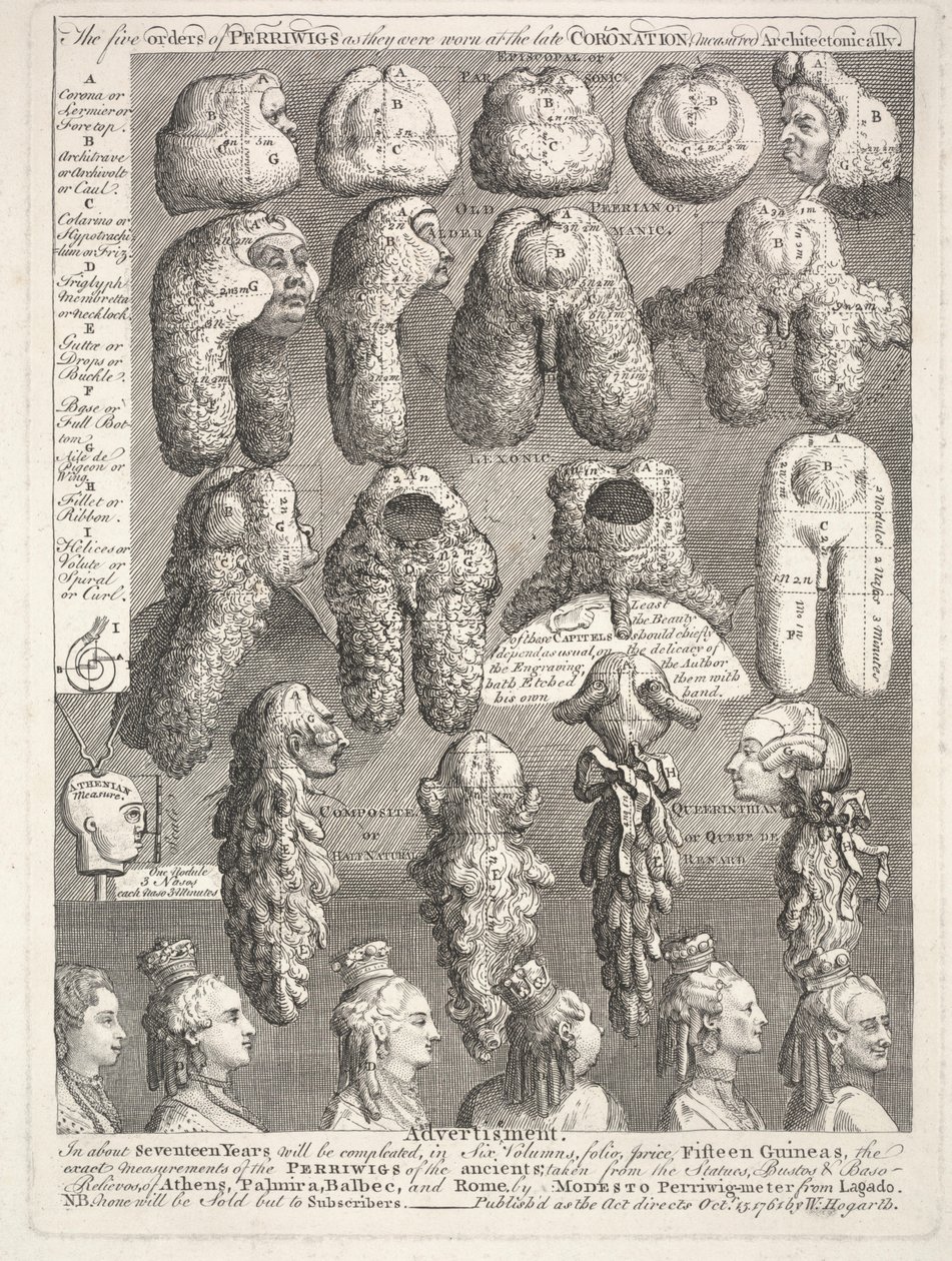 As Cinco Ordens dos Perriwigs, 15 de outubro de William Hogarth
