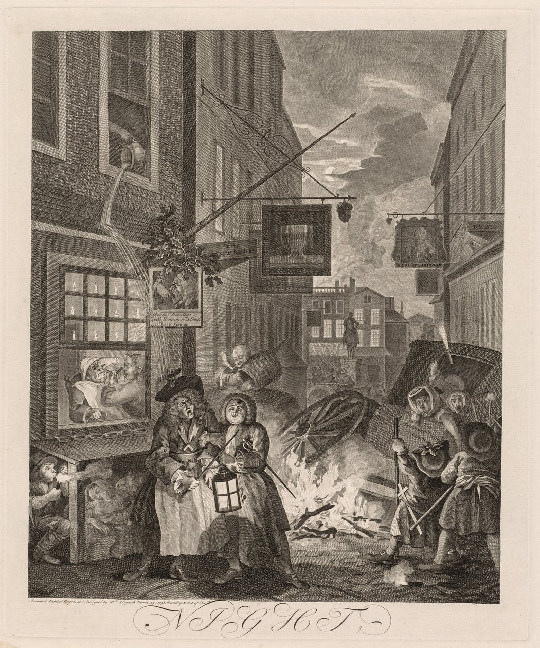 As Quatro Horas do Dia: Noite de William Hogarth