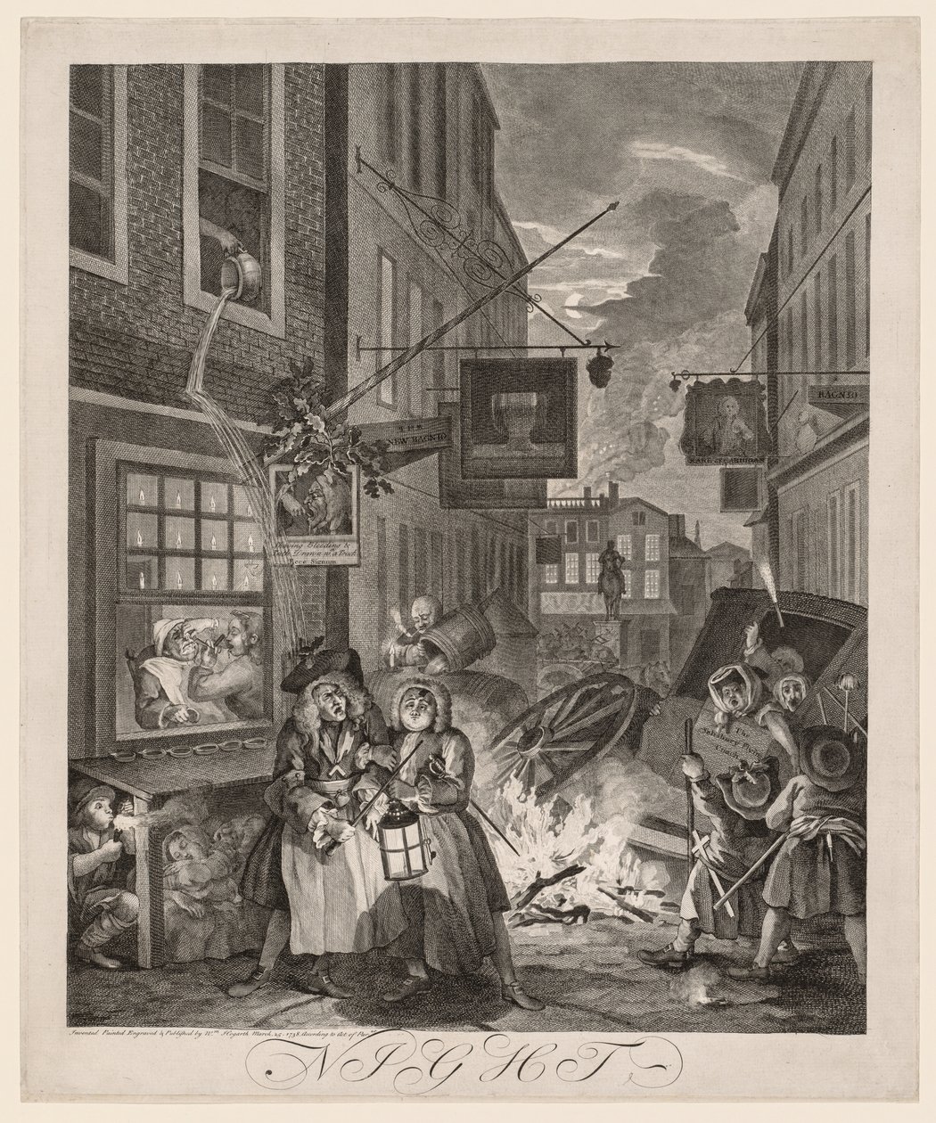 As Quatro Horas do Dia: Noite de William Hogarth