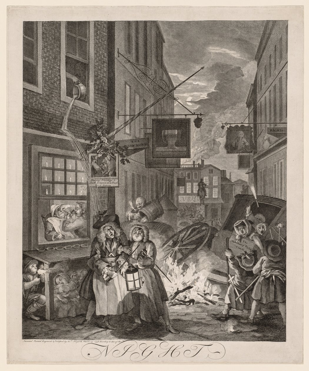 As quatro horas do dia: noite, 1738. de William Hogarth